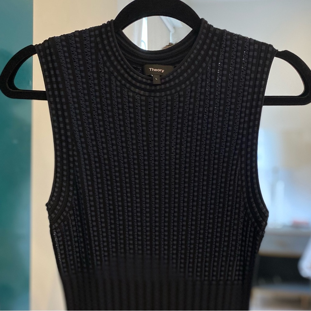 Theory Novelty Checker Knit Sleeveless Short Dress - Picture 5 of 16